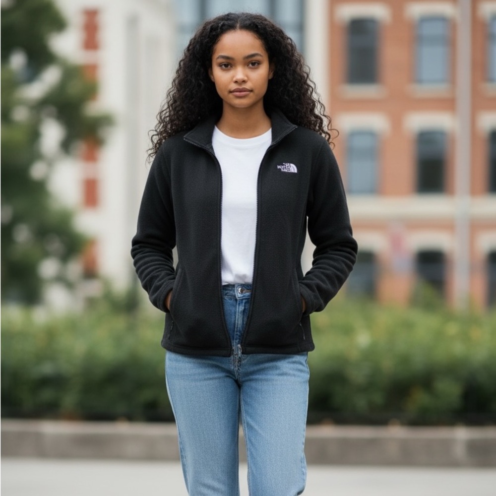 THE NORTH FACE Jacket Black Full Zip Fleece  Women’s Size Small FAST SHIP 1607-8